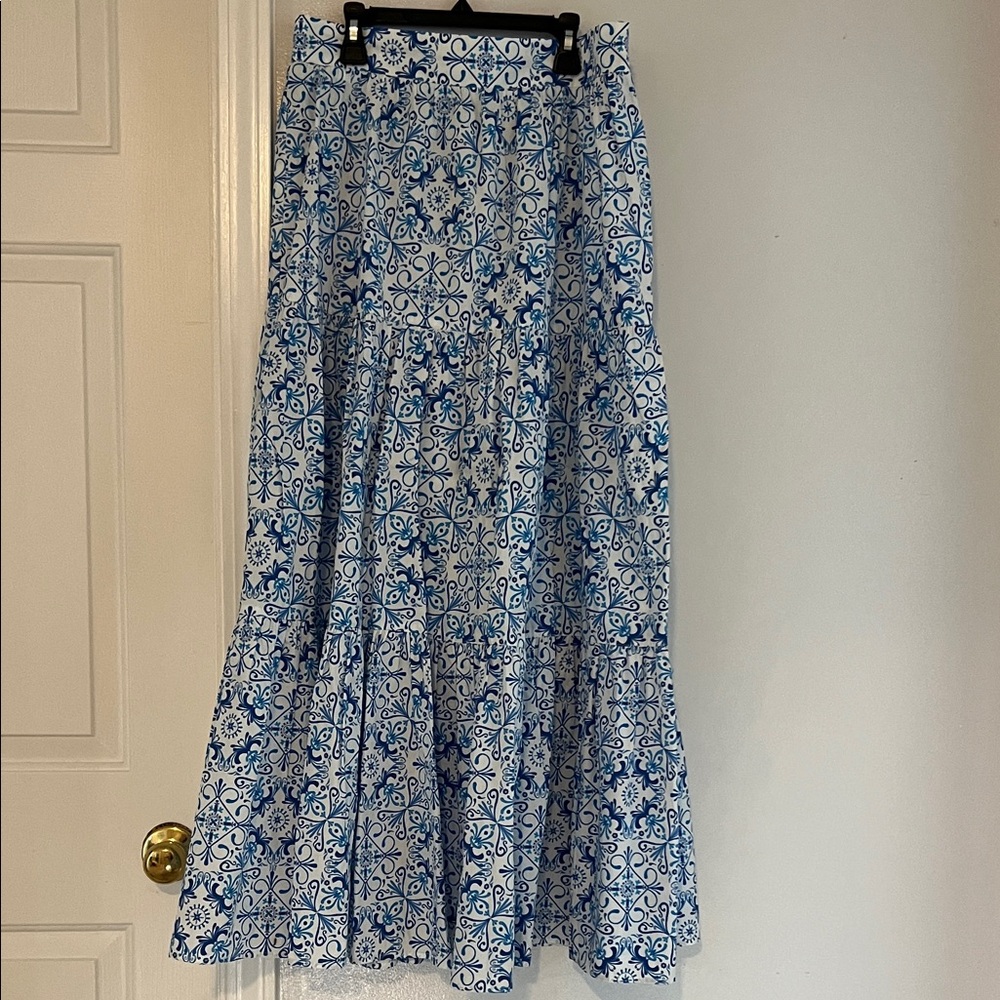 Hill House A-Line Skirt in Blue and White Pattern